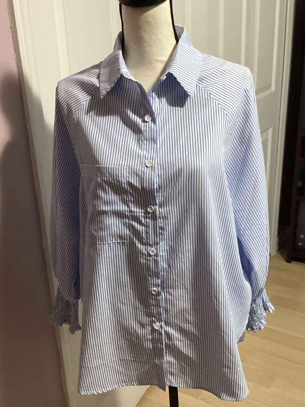 Blue & White Striped Button-Front Shirt